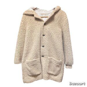 Fin & Vince Mama women's oatmeal sherpa hooded jacket coat, XS 0-2
